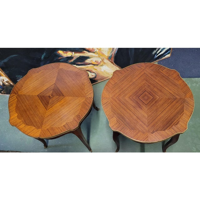 Pair 1930s French Bronze & Satinwood End Tables For Sale - Image 9 of 10