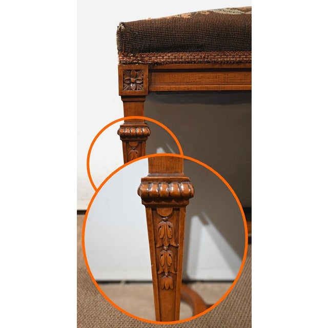 Long Rectangular Walnut Bench, 1910s For Sale - Image 10 of 18