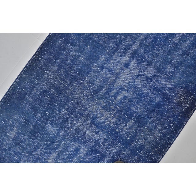 1960s Blue Vintage Handknotted Wool Carpet For Sale - Image 5 of 10