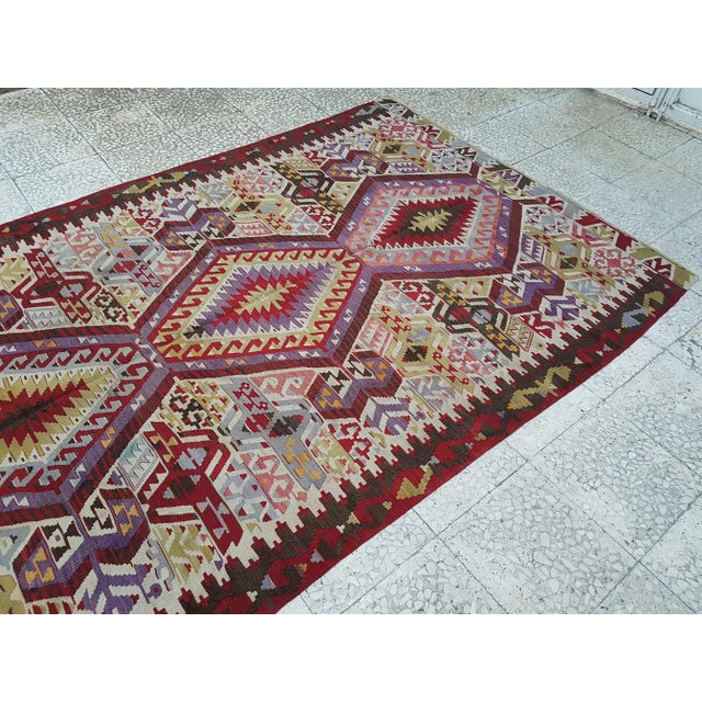 Vintage Turkish Kilim Rug 4'11'' X 9'7" For Sale - Image 4 of 11
