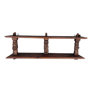 Vintage Brutalist Wall Shelf in Oak, 1940s For Sale