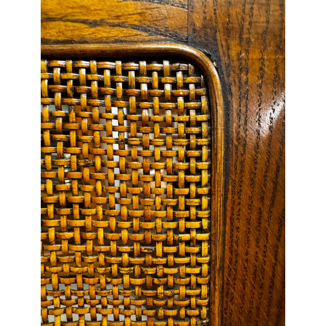 1970's Burlington Furniture Oak & Cane High-Back Dining Chairs, Set of 4 For Sale In Washington DC - Image 6 of 12