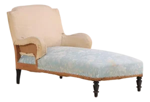 French Napoleon III Chaise Longue With Turned Legs, C. 1860