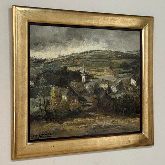 Mid 20th Century Framed Oil Painting on Panel by Guy Cambier (1923–2008), Dated 1946, 'Village Landscape' For Sale - Image 5 of 15