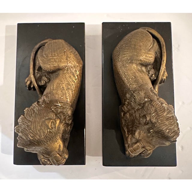 Bronze 1990s Bombay Lion Bookends, Pair For Sale - Image 8 of 10