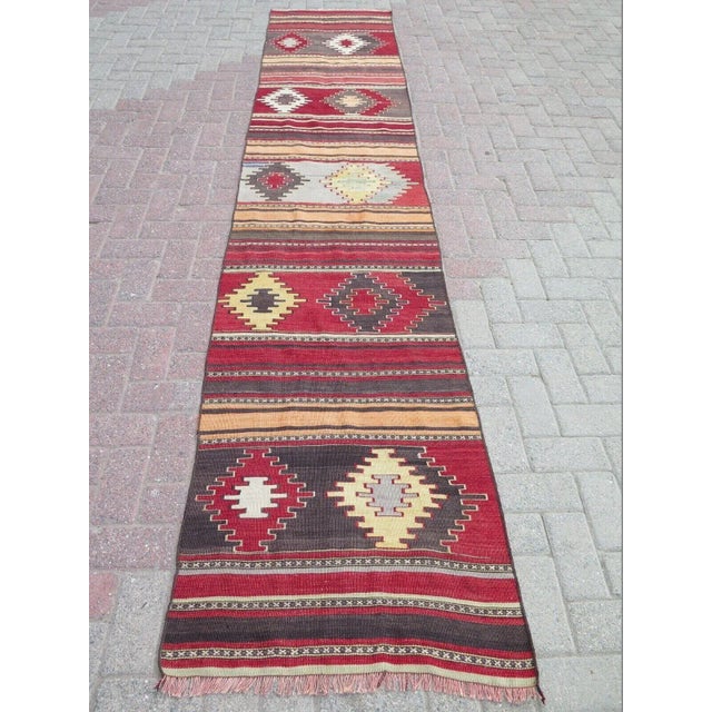 1960s Vintage Turkish Handknotted Kilim Runner - 28"x137" For Sale - Image 12 of 12