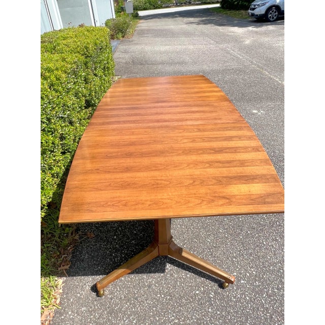 Brown Saltman Mid-20th Century Walnut and Brass Dining Table For Sale - Image 4 of 9