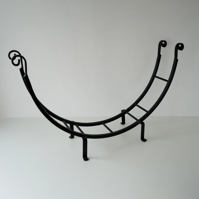 Late 20th Century Mid to Late 20th Century Forged Wrought Iron Log Holder For Sale - Image 5 of 9