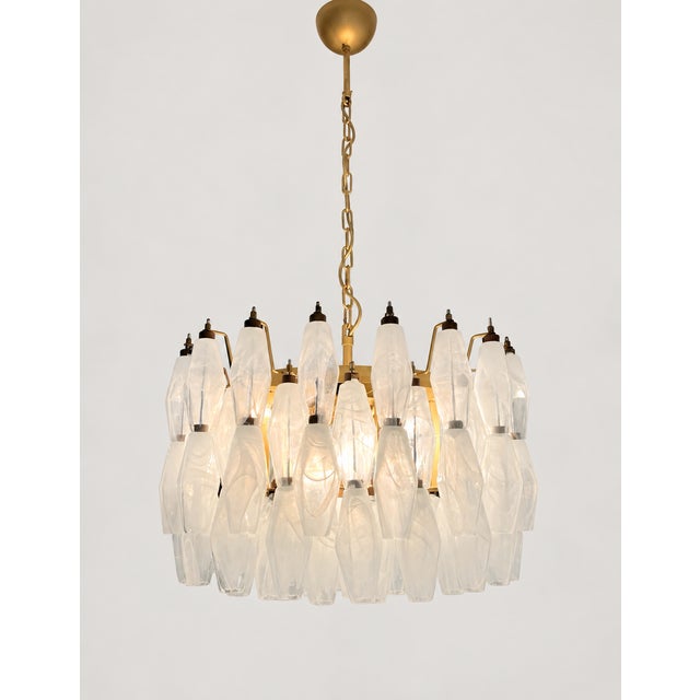 Alabaster White Murano Glass Pendant Light with Polyhedrons from Justfurnituress SRL For Sale - Image 4 of 10