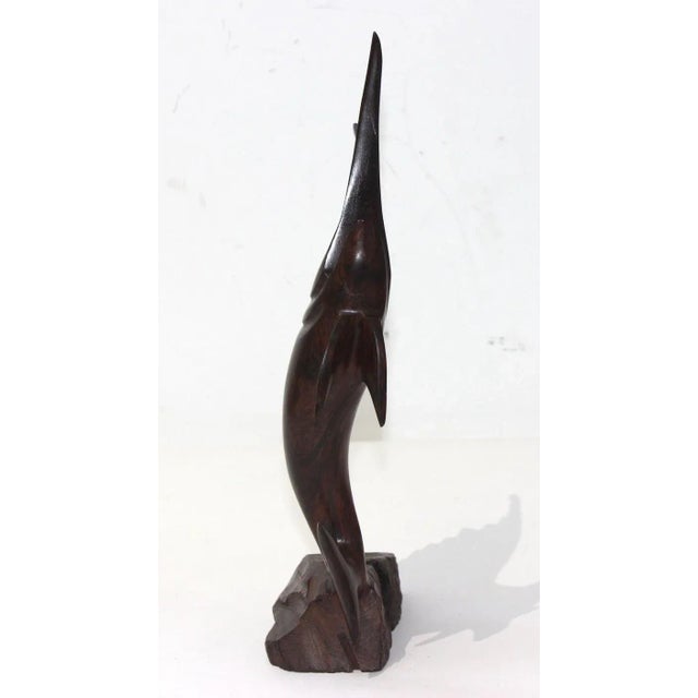 1960s Rosewood Carved Sailfish Figure For Sale - Image 5 of 13
