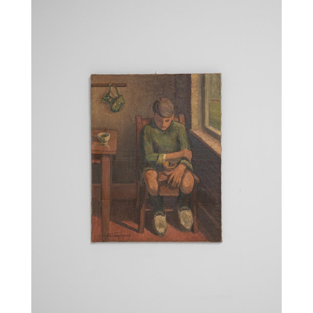 20th Century Belgian Realist Painting Of Boy For Sale - Image 10 of 18