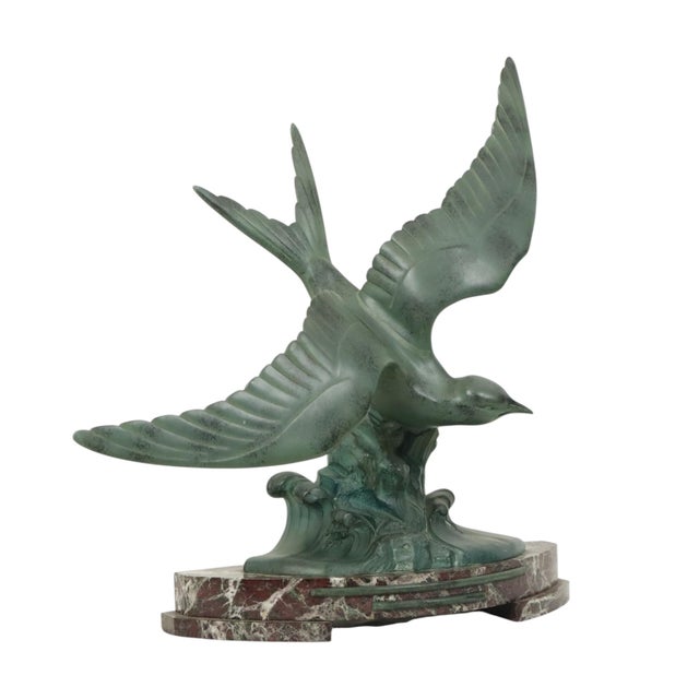 Art Deco Sculpture of Seagull on Marble Base with Bronze Patina For Sale - Image 11 of 17
