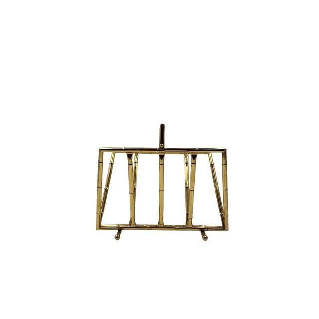 Hollywood Regency Bamboo-Effect Brass Magazine Rack from Montagnani, Italy 1970s For Sale - Image 11 of 13