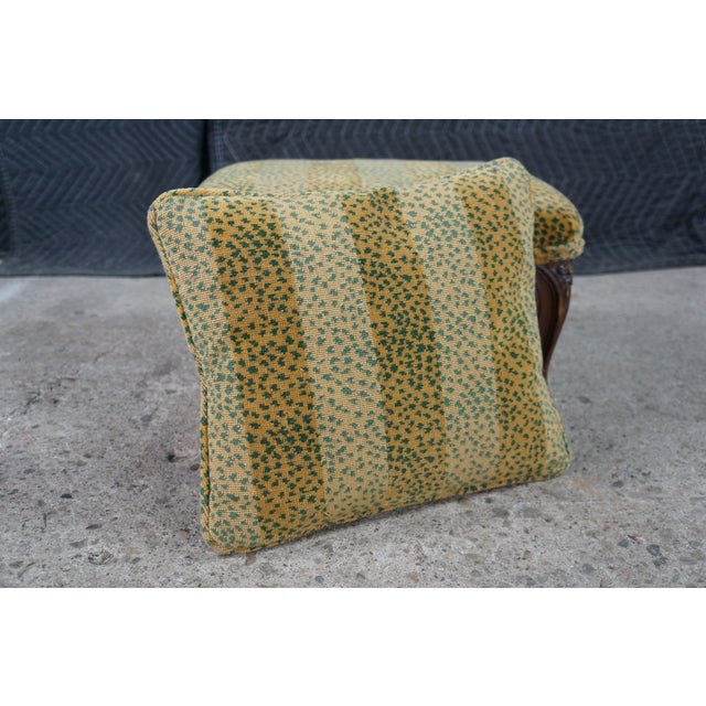 Antique Louis XV French Provincial Walnut Foot Stool Ottoman & Pillow Leopard For Sale - Image 15 of 17