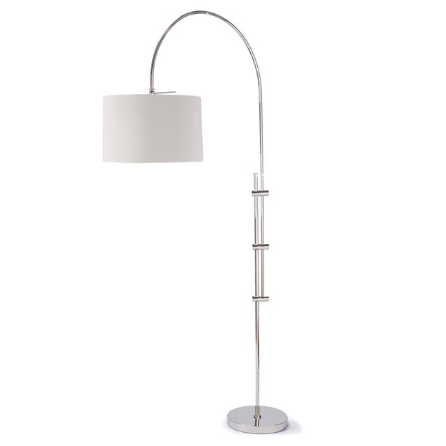 Metal Regina Andrew Arc Floor Lamp With Fabric Shade in Polished Nickel For Sale - Image 7 of 7