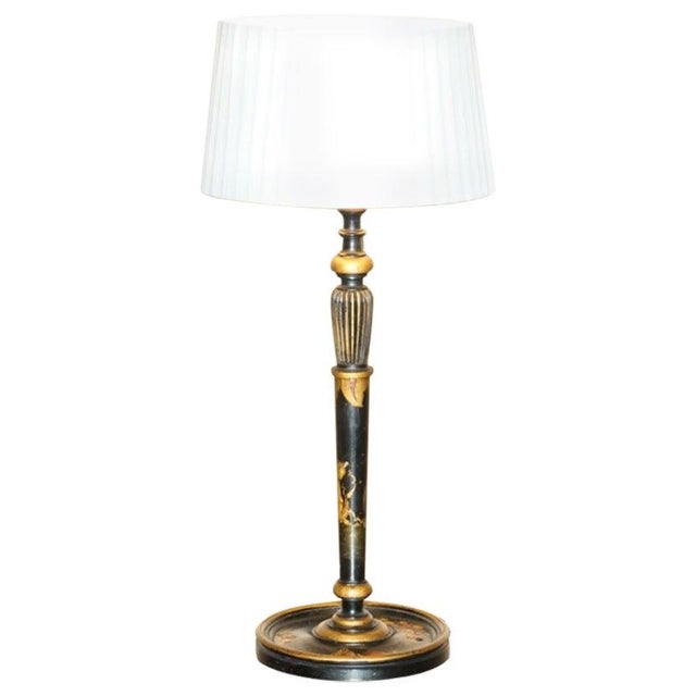 Chinese Chinoiserie Black Lacquer Table Lamp, 1920s For Sale - Image 16 of 16