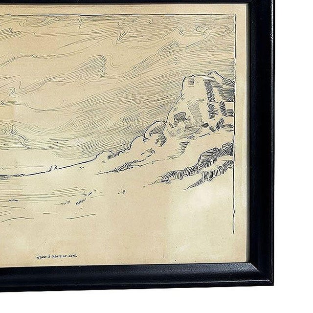 Victorian 1906 Art Nouveau "When a Man Is in Love" Lithograph by Charles Gibson, Framed For Sale - Image 3 of 8