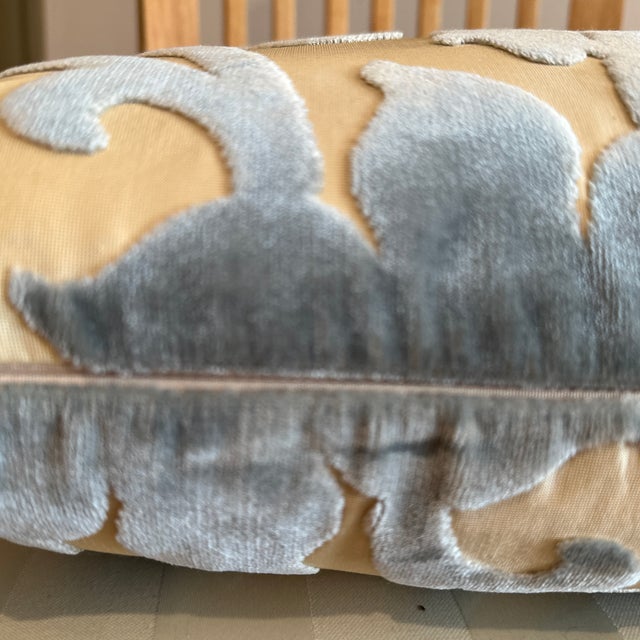 Handcrafted decorative pillow case, satin cream background with sage velvety foliage, invisible zipper. Selling only the...