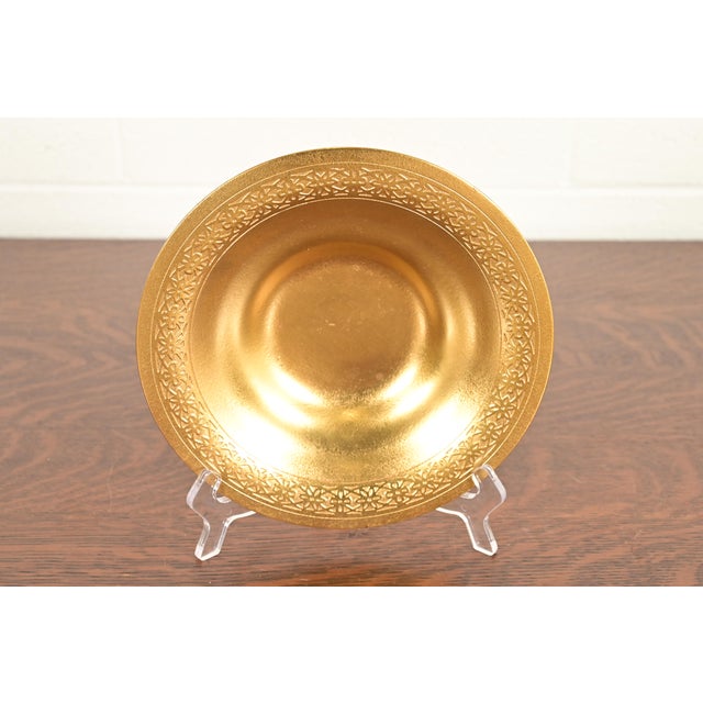 Art Deco Tiffany Studios New York Bronze Doré Shallow Bowl or Plate With Decorative Border For Sale - Image 3 of 13