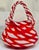 Vintage Murano-Style Red & White Hand-Blown Art Glass Handbag Purse Vase For Sale - Image 4 of 9