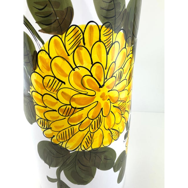 1970s 1970s Italian Hand-Painted Ceramic Sunflower Umbrella Stand For Sale - Image 5 of 9