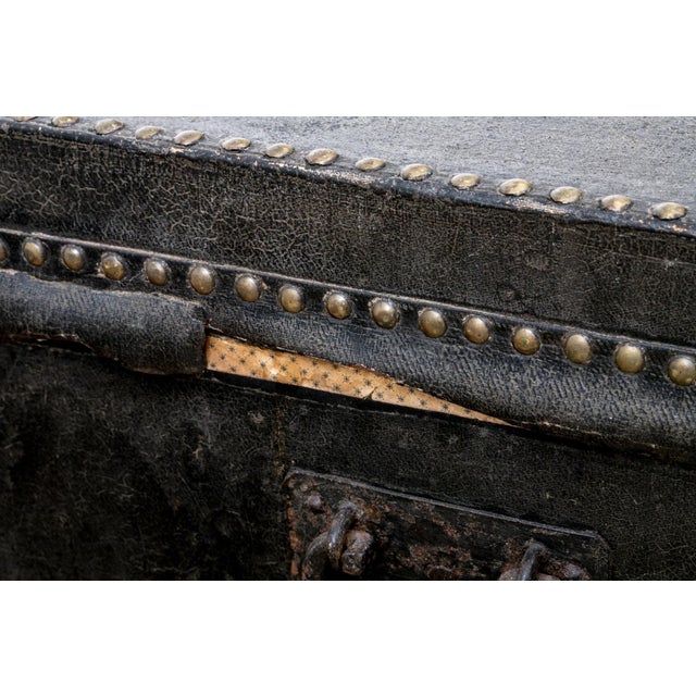 Antique Leather Stage Coach Traveling Trunk For Sale - Image 12 of 16