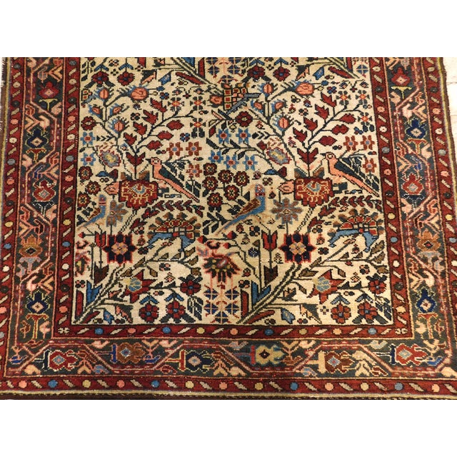 Antique Persian rug, displaying an array of flowers and nightingales. Wool pile on cotton foundation.