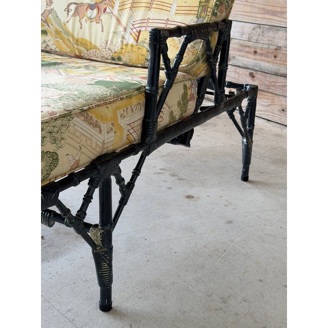 Ornamental & Decorative Materials Vintage Coastal Chinoiserie Faux Bamboo Aluminum Chaise Lounge For Sale - Image 7 of 12