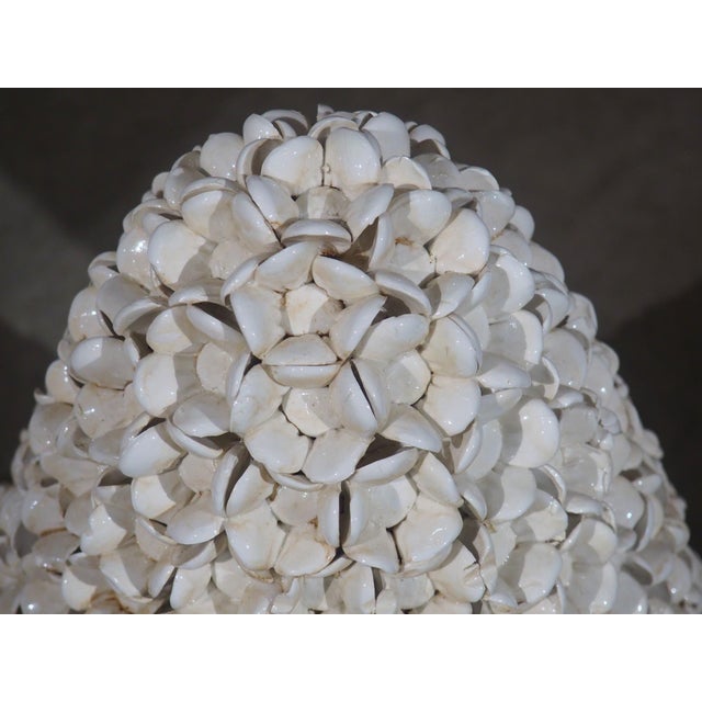 Pair of Tall Italian Pyramidal Creamware Topiaries, H-28 Inches For Sale - Image 18 of 18