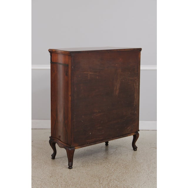 Vintage French Style Bow Front 5 Drawer Inlaid Walnut Chest For Sale - Image 17 of 18