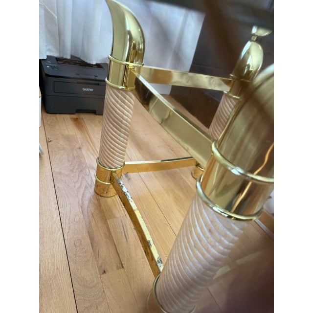 1970s Italian Faux Tusk and Brass Finish End Tables Tomasso Barbi Style For Sale - Image 6 of 9
