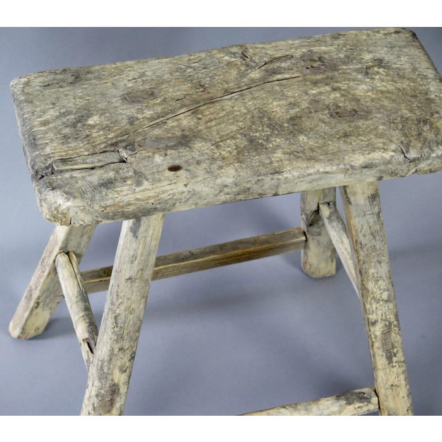 Chinese Early 20th Century Antique Chinese Elm Stool For Sale - Image 3 of 7