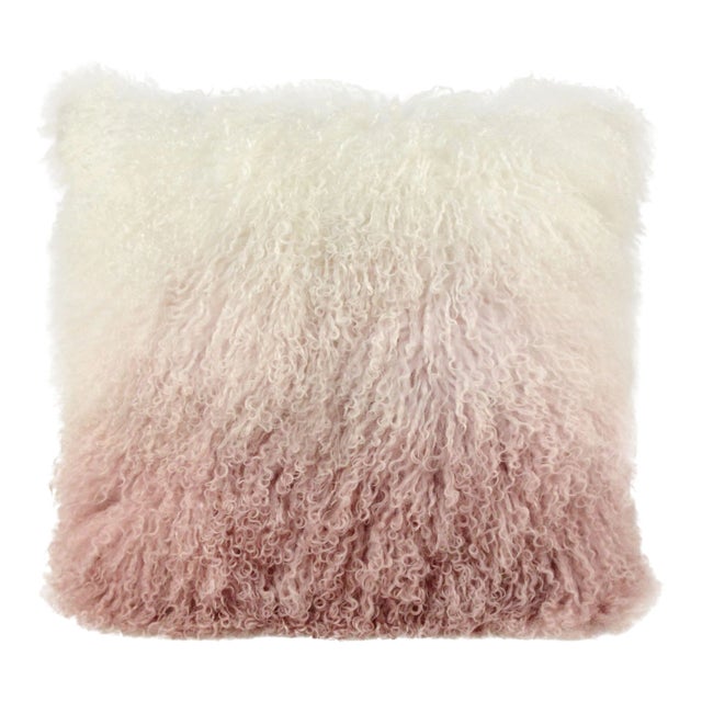 Tibetan Sheep White to Blush 15.75" Pillow For Sale