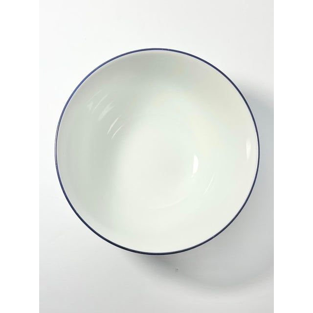Contemporary Crate and Barrel “Epoch Blue Line” Ceramic White Dinnerware Serving Set - 4-Piece For Sale - Image 9 of 12