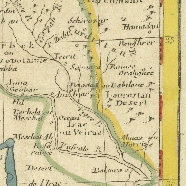 Antique Map of Turkey in Asia with Blue Draped Cartouche, 1760 For Sale - Image 6 of 12