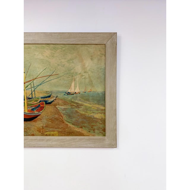 Late 20th Century Late 20th Century Van Gogh Wood Transfer Print, Coastal Greywashed Wood Frame Wall Art For Sale - Image 5 of 9