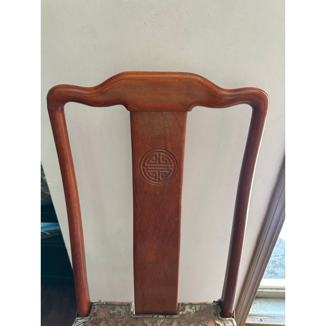 Brown Vintage Burmese Rosewood Mid-Century Chinese Round Dining Table & 10 Chairs Set With Lazy Susan For Sale - Image 8 of 12