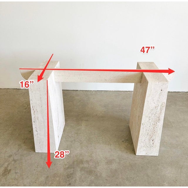 Modern 1970’s Travertine and Glass Dining Table For Sale - Image 3 of 8