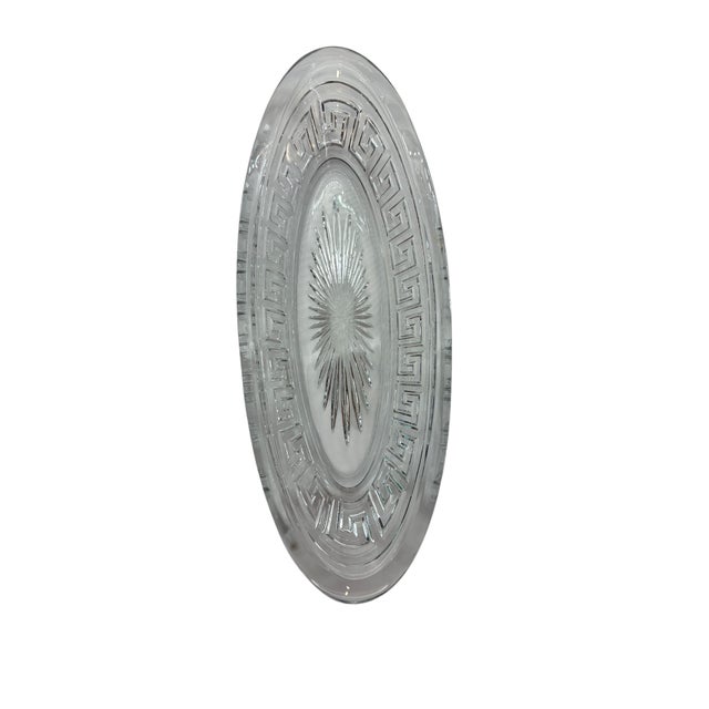 Mid-Century Modern Mid 20th Century A.h. Heisey Greek Key Pattern Glass Celery Tray For Sale - Image 3 of 14