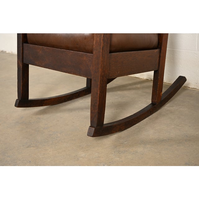 Limbert Antique Mission Oak Arts & Crafts Rocking Chair, Circa 1910 For Sale - Image 9 of 13