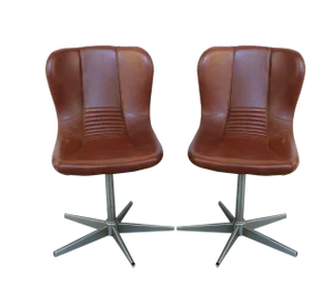 Set of Space Age Swivel Chairs in Eco Leather, Italy, 1960s
