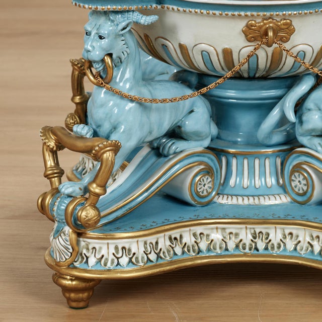 Blue Antique French Porcelain Centerpiece or Bowl For Sale - Image 8 of 14