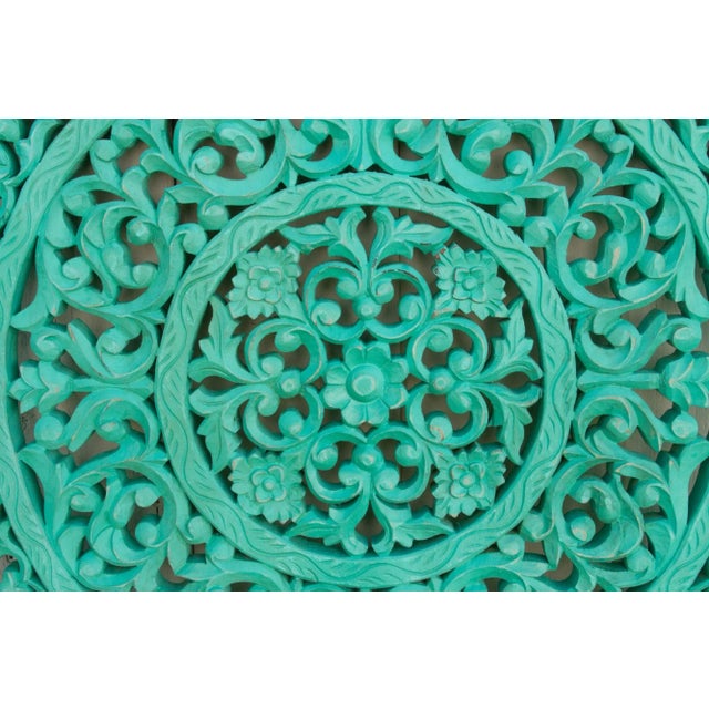 1990s Aqua Blue Small Lotus Panel For Sale - Image 5 of 9