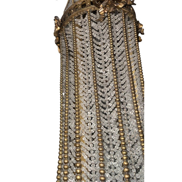 Metal 19th Century French Bronze and Beaded Chandelier For Sale - Image 7 of 9