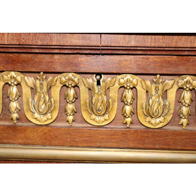 French Fine Breche Marble Top Paul Sormani Attributed Bronze Mounted Inlaid Commode For Sale - Image 3 of 15