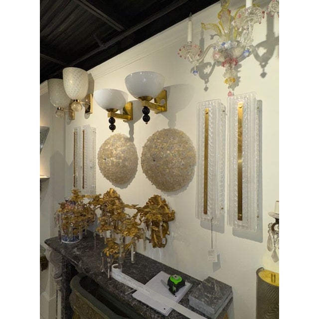 Murano Glass and Brass Sconces For Sale - Image 4 of 6