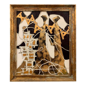 Andrea Stella "Intertwining Musical" Gold Leaf Oil Mixed Media Painting, Figurative Abstract, Italian Contemporary Art, 2010