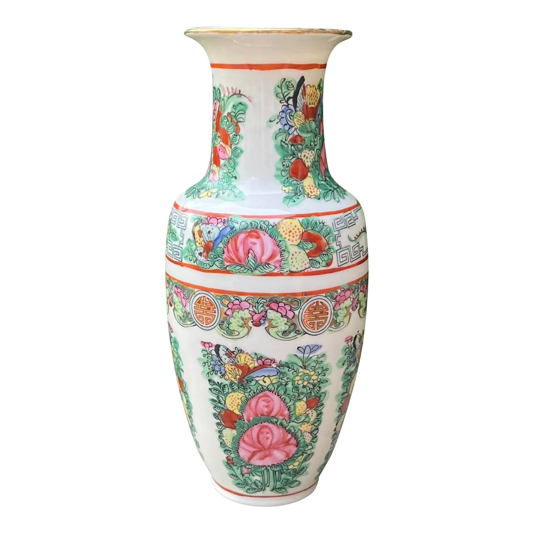 1980s Japanese Famille Rose Medallion Porcelain Vase - 10.25