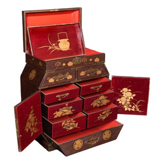 Antique Meiji Table Box, Japanese, Lacquered, Loose Leaf Tea Case, Victorian For Sale