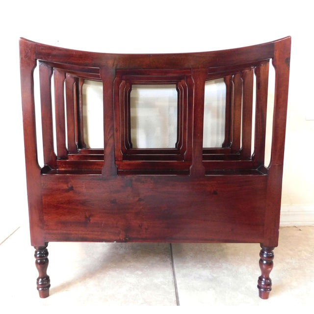 Brown Vintage Mid Century Mahogany Wood Canterbury Magazine Rack For Sale - Image 8 of 12